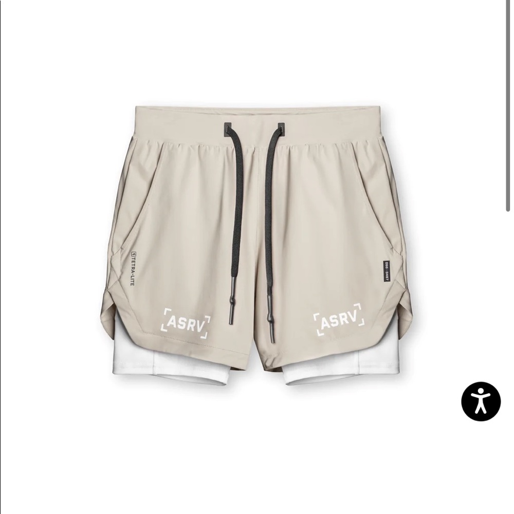 ASRV beige shorts with white compression-Size large